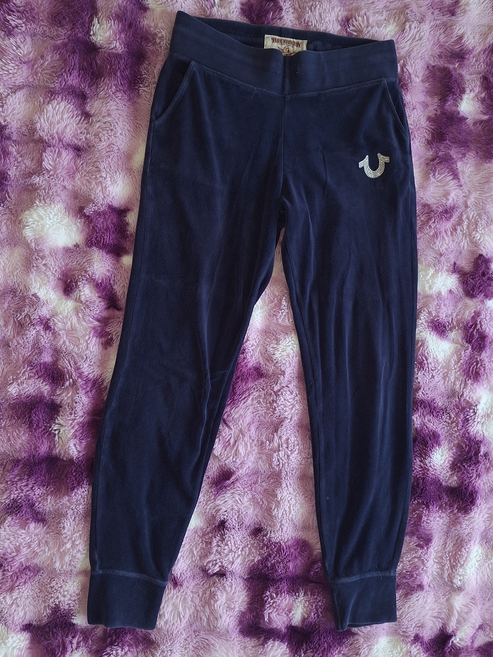 True Religion Navy Velour Jogger Pants